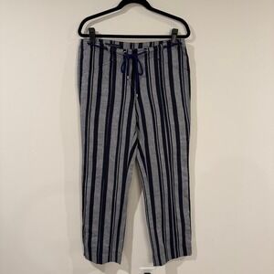 BROOKS BROTHERS 346 Striped Linen Blend‎ Drawstring Pants Women's Size 8